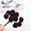 100 pcs Tiny Artificial Roses Mixed Burgundy Five Color Mulberry Paper Flower 15-18 mm Flower Wedding Scrapbooking (Burgundy)
