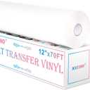 XSEINO Heat Transfer Vinyl Roll, 12" x 70FT White HTV Vinyl Roll with Teflon for Shirts,Iron on Vinyl Roll for Cricut & Cameo, Easy to Cut&Weed for Heat Transfer Vinyl Design(White)