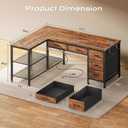 PRAISUN 47 Inch L Shaped Desk with Power Outlets, 5 Fabric Drawers