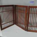 Urnporium Freestanding Wooden Dog Gate Foldable Indoor Pet Gate No Drill Expandable Barrier for Doorways Stairs Hallways Portable Wood Fence for Small Dogs & Puppies (Brown Pet Gate, 3 Panel 24" Tall)