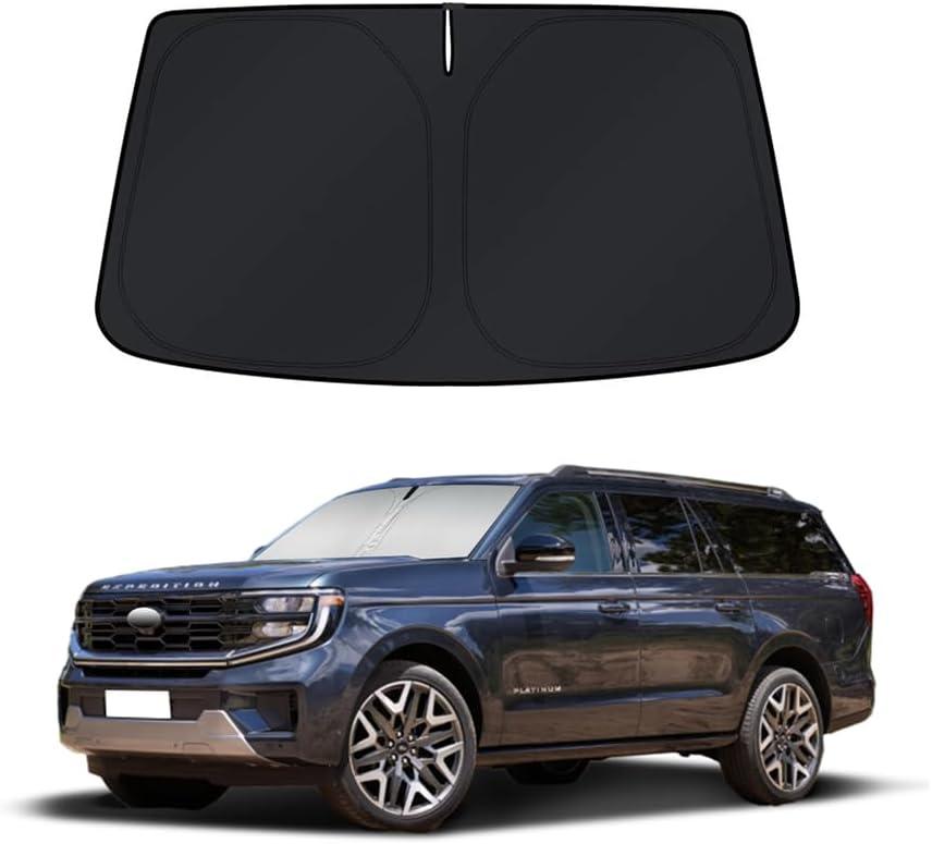 Car Sun Shade for 2018-2025 Ford Expedition Accessories Windshield Sunshade Cover Front Window Shade Custom Fit Expedition Sun Visor Protector Foldable Blocks UV Rays