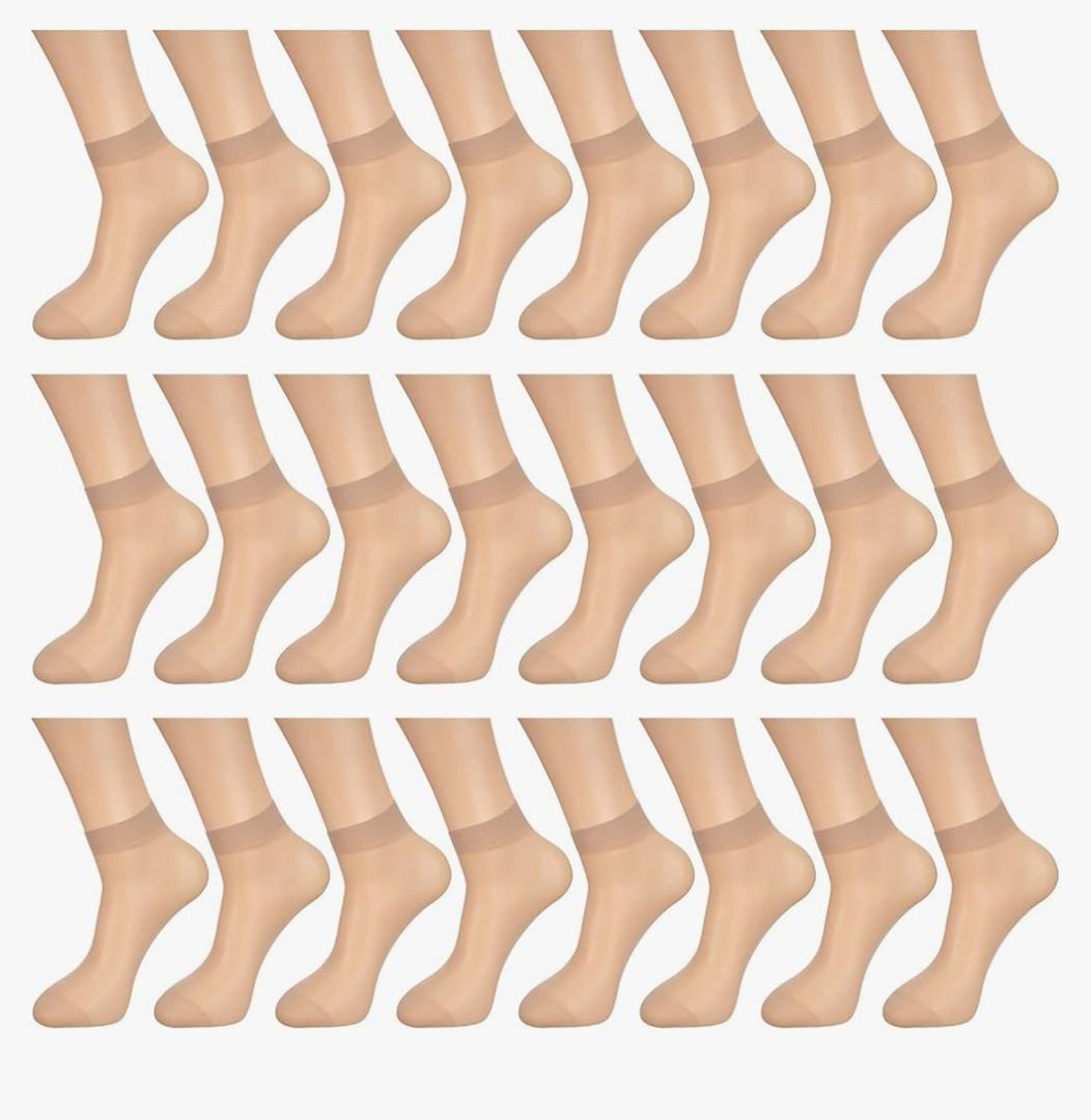 Bencailor 24 Pairs Women's Sheer Ankle Socks Thin Nylon Socks for Women Transparent High Hosiery Stockings for Women