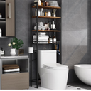 Over-The-Toilet Storage Rack, 4-Tier Bathroom Organizer Shelf Over Toilet with Adjustable Shelf and Basket, Freestanding Space Saver Bathroom Shelves Above Toilet for Room (Vintage Brown)
