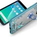 B-wishy for Schok Volt SV55 Glitter Crystal Butterfly Heart Floral Slim TPU Luxury Bling Cute Protective Cover with Kickstand+Strap for Schok Volt SV55(Blue)