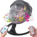 Baby Swing for Infants,Comfort Cradling Baby Rocker Portable Newborn Swing with Music/Remote Control/Timing Function,Black (Black)