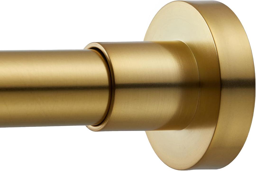 Shower Curtain Rod Tension- Never Rust No Drill Non-Slip Spring Tension Shower Rod, 43"-73" Metal Steel, Gold (43"-73", Gold)