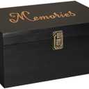 BeeGreeny Large Wooden Memory Box for Keepsakes, Premium Black Wooden Keepsakes Box with Lid for Memories, Weddings, Engraved Memory Keepsake Box, Decorative Storage Box
