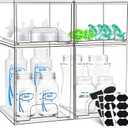 Baby Bottle Organizer, Stackable Storage Drawers with Label, Clear Station Organizers Container for Pacifiers, Pump Parts, Desk Organizer Bins for Bathroom, Cabinet, Pantry, Vanity, Countertop, 4 Pack