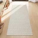 Collive Runners for Hallway, 2x5 Non Slip Kitchen Runner Rug Boho Laundry Room Rug Washable, Tan Farmhouse Entryway Rug Hand-Woven Cotton Carpet for Bedroom Bathroom