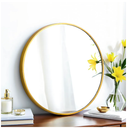 Round Mirror Circle Wall Mounted Hanging or Against Wall Metal Frame Dressing Make-up Mirrors for Entryway Bedroom Bathroom Living Room 12 inch Gold, 2 Pcs