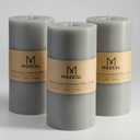MOZEAL 3" x 6" Hand-Poured Unscented Candle,Dripless Pillar Candle Set of 3,Long Lasting Burning,Approx 120 Hours Burn Time,Rustic Country Style,for Wedding,Dinner,Christmas and Home Decor,Gray
