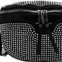 RARITYUS Women Sparkly Rhinestone Crossbody Waist Bag Glitter Fanny Pack with Small Purse Belt Bum Bag for Rave Party Club