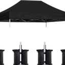 Eurmax USA 10x15 Pop Up Canopy Replacement Top,Universal Instant Canopy Cover ONLY,Heavy Duty UPF 50+ UV Protection,Water & Wind Resistant Tarp,30+ Colors Available,Bonus 4 Sand Bags (Black)
