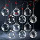 Soulchen 12 Pcs Clear Glass Christmas Ball Ornaments 2.36" Christmas Tree Hanging Ornaments Glass Balls Decorations Xmas Balls for Holiday Xmas Tree Decorations Gifts