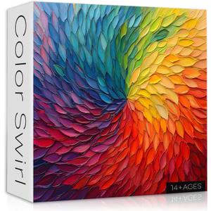 Impossible Puzzles for Adults 1000 Pieces, Gradient Colorful Hard Difficult Puzzle, Rainbow Art Challenging Jigsaw Puzzles for Adults Painting