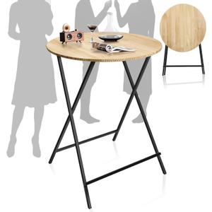 40'' Outdoor Bar Height Patio Table, Wooden Folding Cocktails Tables One-Piece Installation Indoor Outside Banquet Table for Parties, Bistro, Pub, Commercial (23.6 Diameter)