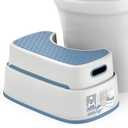 MR.SIGA Toilet Stool Squat Adult, Bathroom Stool Heavy Duty, Anti Slip Toilet Step for Bathroom, Toddler Step Stool for Kids, White & Grayish Blue
