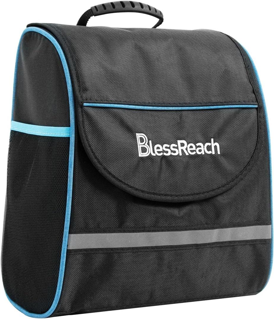 BlessReach Knee Walker Storage Bag - Universal Fit, Reflective, Water-Resistant Oxford Cloth Carry Bag for Knee ScootersBlue