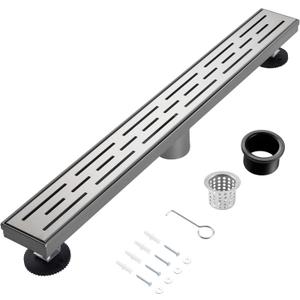 48 Inch Linear Shower Drain, Brushed Nickel Shower Drain,Removable Grate, 304 Stainless Steel, Easy to Install And Clean for Bathrooms (Drain Base Not Included), LSD-01A-48S