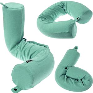 Dot&Dot Twist Memory Foam Travel Pillow for Airplanes - Travel Neck Pillow for Sleeping - Airplane Pillow for Neck Support - Adjustable, Bendable Neck Roll Pillow (Mint, One Size) (Standard (26"), Green)