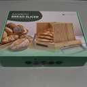 Adjustable bread loaf slicer + bread slicer guide for sourdough; sandwich bread slicer, butter cutter and spreader knife + foldable design, crumb tray, non-slip base, compact storage