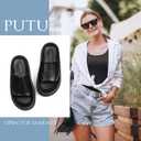 Putu Women's Platform Slide Sandals Open Toe Sandals Comfort Slides Slip On Black Size 9 (Black)