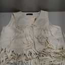 Dokotoo Womens Fringe Vest 70s Hippie Costume Sleeveless Cowgirl Western Outfits Faux Suede Tassel Leather Outerwear (Medium, Beige)