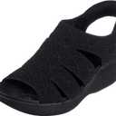 Skechers Women's PIER-LITE - MEMORY MAKER wedge sandal, Black/ Black 9 M