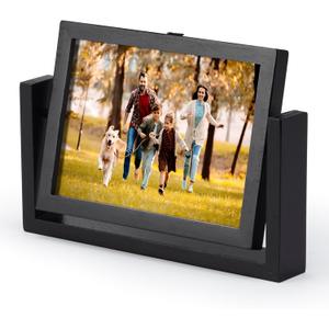 5x7 Picture Frame Black Picture Frame Wooden Photo Frames Acrylic HD Mirror Double Sided Picture Frames Rotatable Standing Desk Photo Frame for Tabletop or Desktop Vertical Display (1PCS/5X7 Inch)