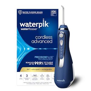 Waterpik Cordless Advanced 2.0 Water Flosser For Teeth, Gums, Braces, Dental Care With Travel Bag and 4 Tips, ADA Accepted, Rechargeable, Portable, and Waterproof, Blue WP-583