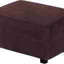 H.VERSAILTEX Real Velvet Plush 1 Piece Form Fit Stretch Rectangle Folding Storage Covers Ottoman Slipcovers Removable Footstool Protect Footrest Covers Elastic Bottom, Machine Washable(X-Large, Brown)