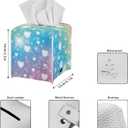 Colored Heart Pattern Tissue Box Cover Happy Mother's Day PU Square Tissue Box Magic Sticker Tissue Holder for Home Coffee Table Decor Room Office Decor 5.1 x 5.1 X 5.5 Inch