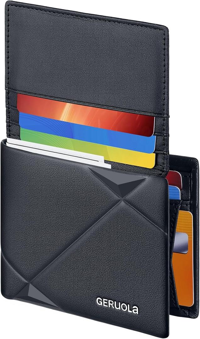 Wallet for Men-Genuine Leather RFID Blocking Bifold Stylish Wallet With 1 ID Window with Attached Flip Pocket (Blue)