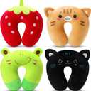 Maitys 3 Pcs Travel Pillow for Kids Cute Animal Neck Head Chin Support Pillow Soft U Shaped Kids Neck Pillow Car Seat Comfortable PP Cotton Pillow for Airplane Sleeping Children Gift