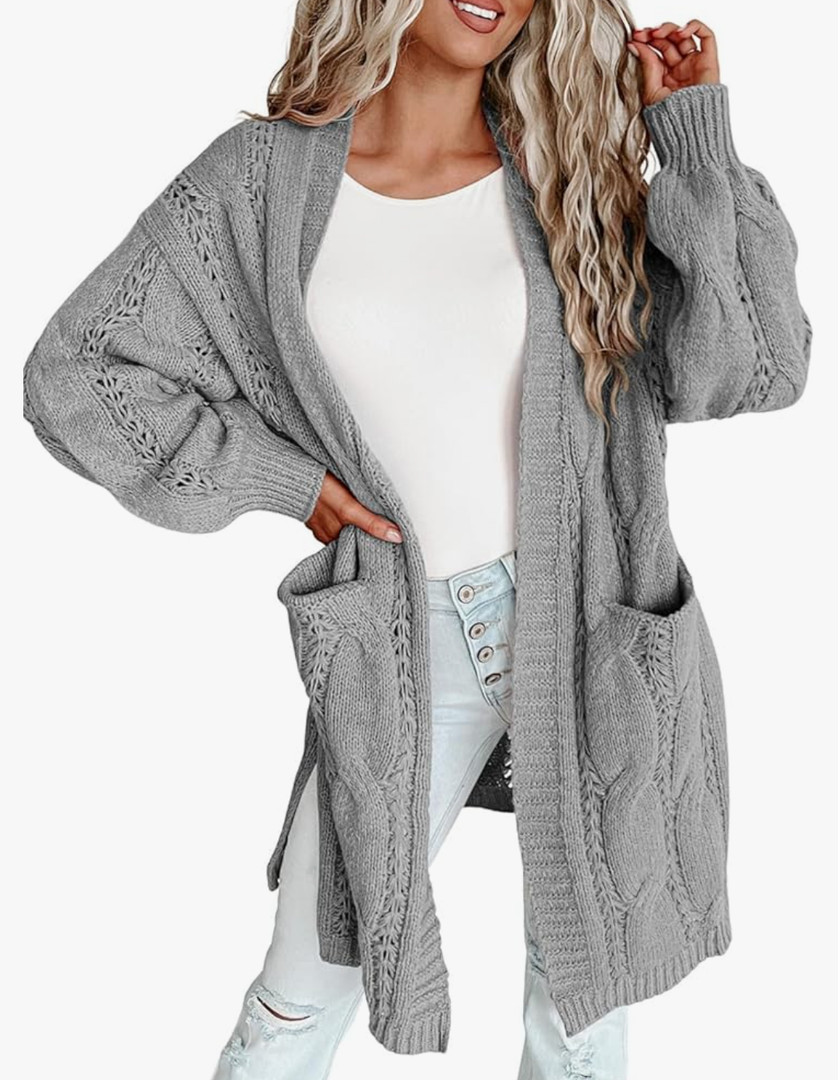 Dokotoo Long Cardigans for Women Open Front 2025 Long Sleeves Winter Sweaters with Pockets, Size M