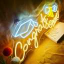 23X12 Inch Large Congrats Grad Neon Signs with Remote Dimmer, Dimmable LED Congratulations Neon Lights Sign for Prom, Graduation Party Decor, Graduation Cap Light Up Sign for Congrats Grad Gifts