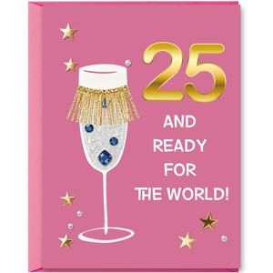 5 x OJsensai Happy 25th Birthday Card Gifts for Daughter Niece Women,5x7inch | 25 Year Old Bday Decoration for Sister Friend Bestie,Heartfelt Inside Message, Idea for Party and Celebration，Pink Envelope
