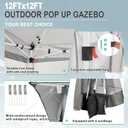 COBIZI 12x12 FT Pop up Gazebo on Clearance Outdoor pop up Canopy Tent,carpas para Patio, Shelter Tents with Netting & Portable Carry Bag, Patio Gazebos for Camping, Garden & Lawn, Darkgrey(Upgraded), 12x12ft Double Roof