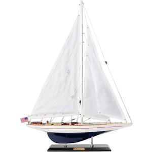 Wooden Sailing Boat Sailboat Yacht Model 28" Endeavour Enterprise Scale Replica Nautical Decor Corporate Personalized Gift (Enterprise 28inch), Large