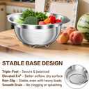 Stainless Steel Colander for Kitchen, Stainless Steel Strainer, Pasta Strainer for Spaghetti Fruit Vegetable Cooking Food, 3 Pcs Strainers and Colanders(2QT, 3QT, 5QT), Dishwasher Safe, Kitchen Gift