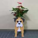 YUEQISM Boxer Decorative Dog Planter Flowerpot Plant Container Frame Lovely Office Desktop Storage for Indoor and Outdoor use（22in）