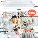 4 Pack Clear Acrylic Flower Vase Centerpiece for Dining Table,63.2 Inch Rectangular Floral Low Vases with 64 Holes for Dining Table Modern Flower Arrangement for Home Decor or Weddings