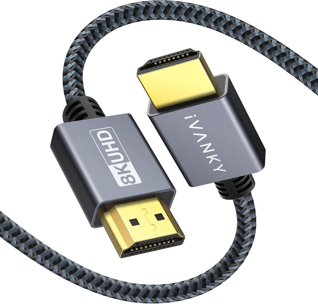 IVANKY 8K HDMI Cable 4ft, High Speed 48Gbps HDMI 2.1 Cable, [10K 8K@60Hz, 4K@120Hz, HDCP 2.3, HDR 10,eARC,HDR], Braided HDMI Cord Compatible for TV/Laptop/Monitor/PS5/Xbox/Projector, 4FT (Grey)