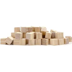 Natural Wooden Blocks for Crafts - Unfinished Wood Cubes, 2 cm Square Blocks, Pack of 80 for Arts and DIY Projects (2cm, Pack of 80)