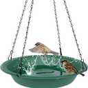 OVZILKI Bird Bath for Outside Heavy Duty, 14 inch BirdBath Bowl Only with Rust-Proof Black Chains for Outdoor, Hanging Bird Bath Hanging Bird-Feeder for Garden Backyard Decor (Green 1 Pack)