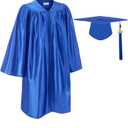 GradClassical Shiny Graduation Cap and Gown 2026 Set with Matching Tassel for Preschool and Kindergarten Boys and Girls (Blue, S)