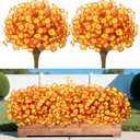 Artificial Morning Glory Fall Flowers for Outdoors, 12 Bundles UV Resistant Faux Mums, Autumn Silk Flowers for Decoration in Orange Yellow