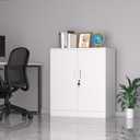 iJINGUR Metal Storage Cabinet with Locking Doors and 2 Adjustable Shelves, Small Lockable Storage Cabinet for Home Office Garage (White), 36.22"H