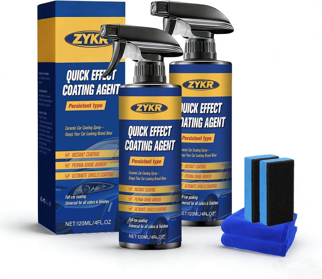 Zykr Nano Quick Coat Restore, 4.23 Fl Oz Coating and Sealing Liquid for Cars to Enhance Shine & Protect Paint, Clear Coat Restorer, Quick Detailing Spray (2pcs) (EXP 02/24/29)