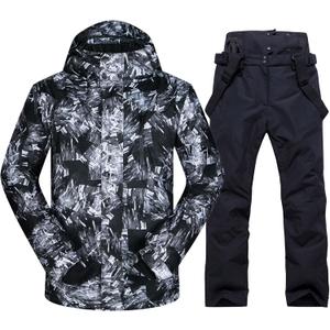 Mens Ski Jacket and Pants Set Ski Suit Winter Waterproof Windproof Hooded Snow Coat 2 Pieces Snowboarding Snowsuits (Large, Black)